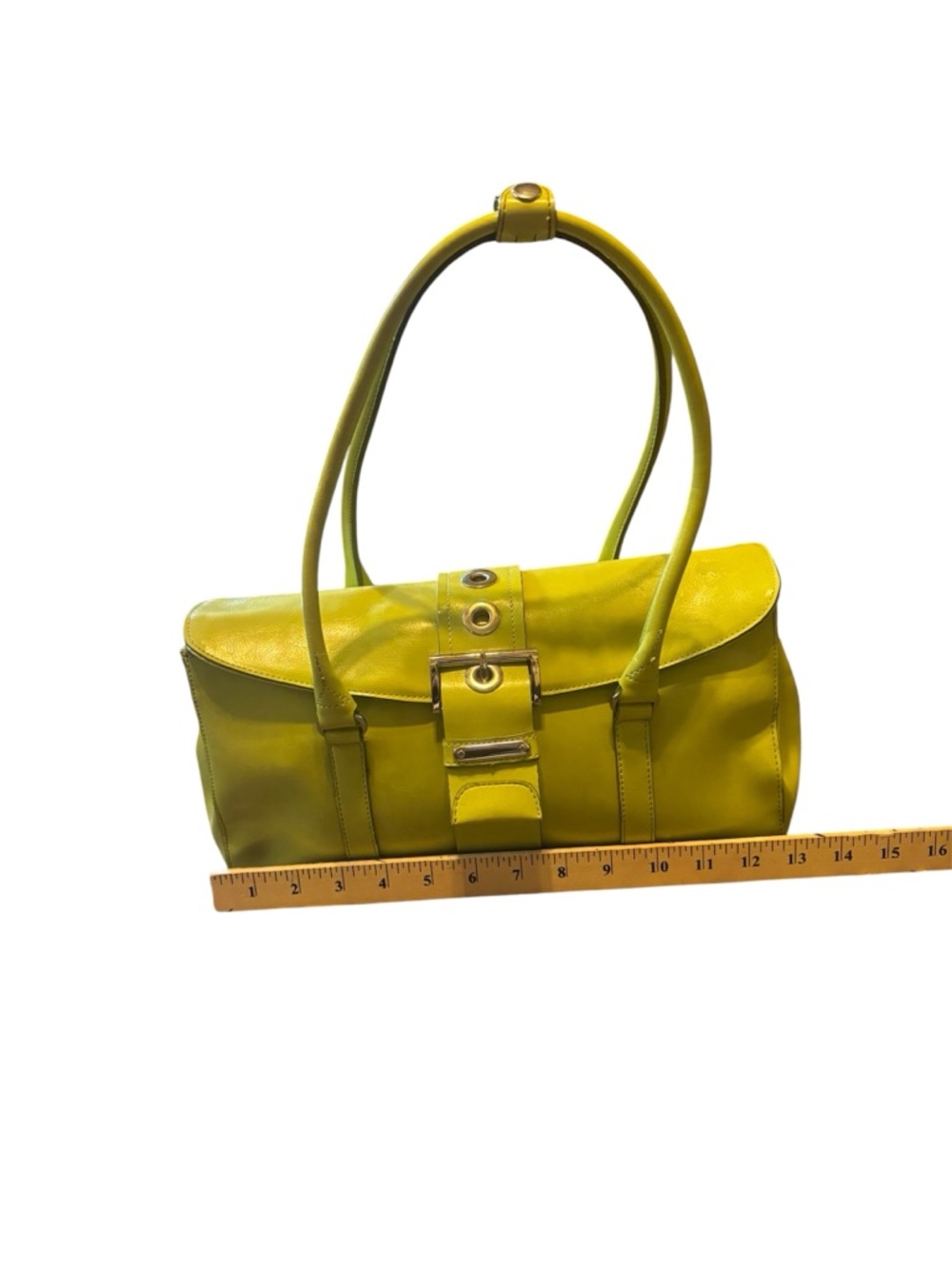 Chartreuse Rina Rich Faux Leather Shoulder Bag 💚 Y2K - Picture 9 of 14